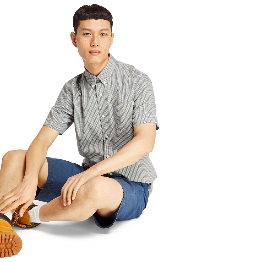 Camisa Masculino - Timberland Short-Sleeve Saco River Stretch - WTQCM6258 - Cinzentas